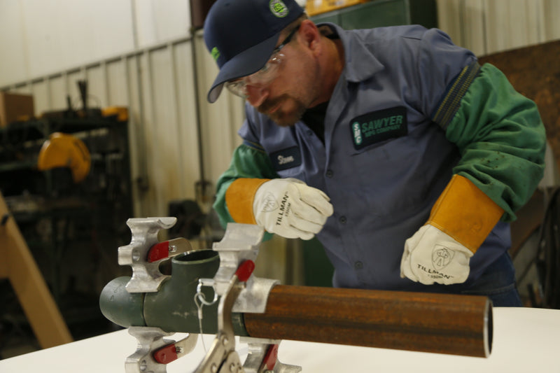 Welder setting up the Welders 3rd Hand